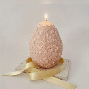 Bougie ovale en plâtre – Fleur Frangipanier en résine